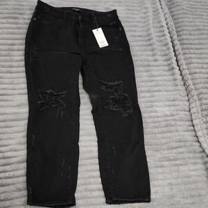 Judy Blue Black Distressed Straight Leg Jeans